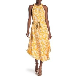 Ramy Brook | Jolie Yellow Floral Sleeveless Ruffled Midi Dress XS